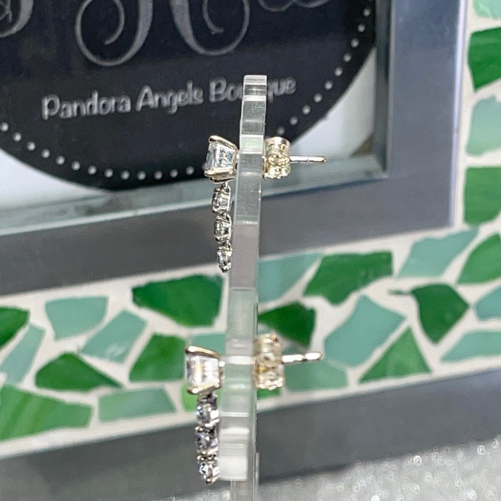 New Pandora Sparkling Round & Square Drop Earrings - image 6